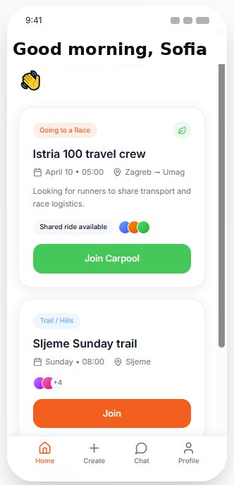 Lumopa app discovery screen with running invites