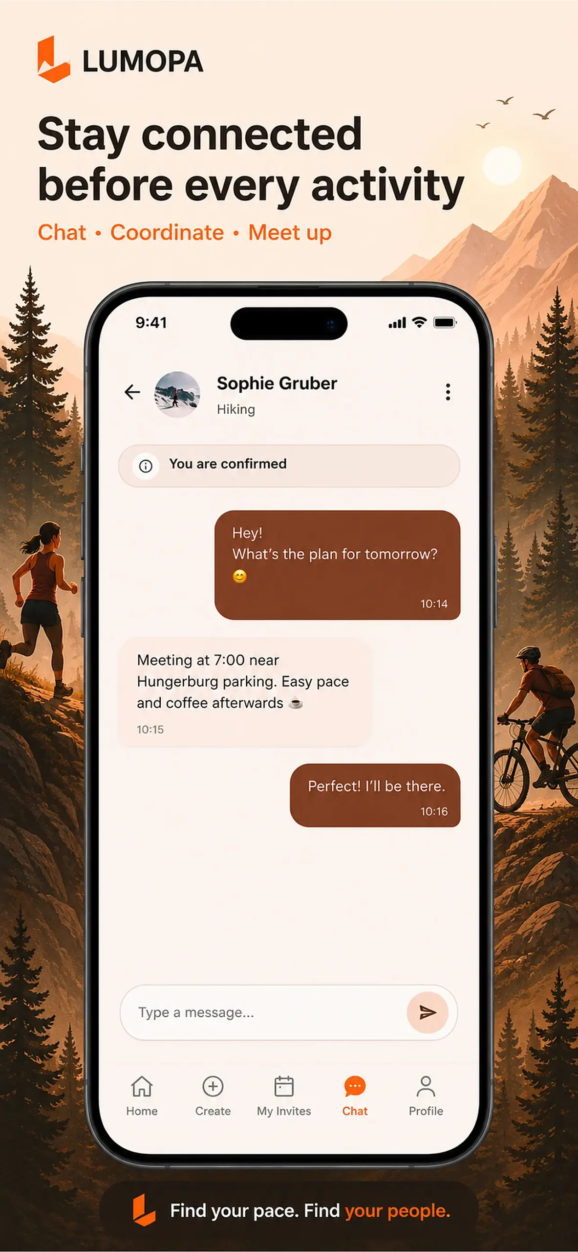 Lumopa invite-based chat screen